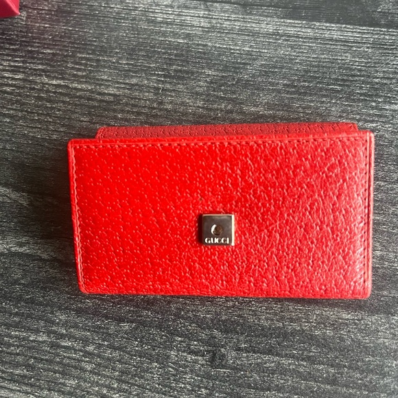 ❌sold❌GUCCI GG Key Ring Case Red Leather Authentic box ribbon dustbag NO CALLOU - Picture 8 of 11